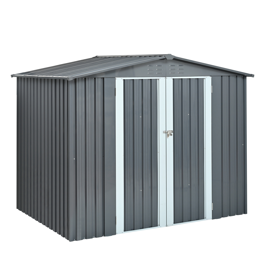 Heavy Equipment Storage Yard - โรงเก็บของโลหะแบบมีประตูคู่ โครงสร้างเหล็กชุบสังกะสีสำหรับงานหนัก เหมาะสำหรับเก็บเครื่องมือ อุปกรณ์สนามหญ้า และของใช้ในสวน