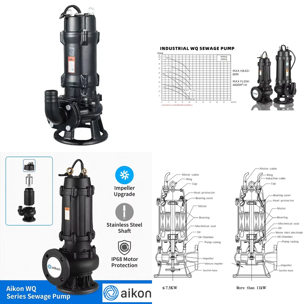 Submersible Pump Sewage - ปั๊มน้ำเสียแบบจุ่มไฟฟ้า สแตนเลส 0.75 กิโลวัตต์ แรงดันสูง ควบคุมอัตโนมัติเต็มรูปแบบ